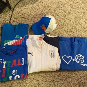 Italy soccer T-shirt, jacket, and hat bundle